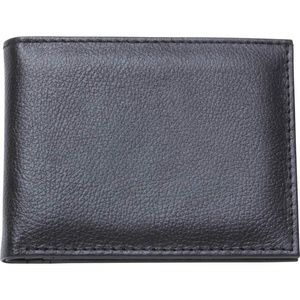 Men's Genuine Black Leather Bi-Fold Wallet
